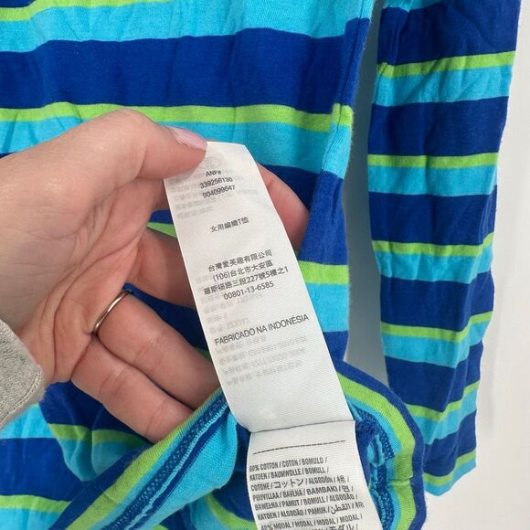 Y2K Hollister Striped Long Sleeve Shirt Blue Green Cotton Modal Top Size Small - Picture 6 of 10